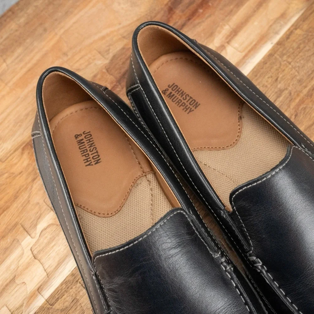 Johnston & Murphy‎ Boy's 7 M Locklin Venetian Black Leather Loafers 28-3981